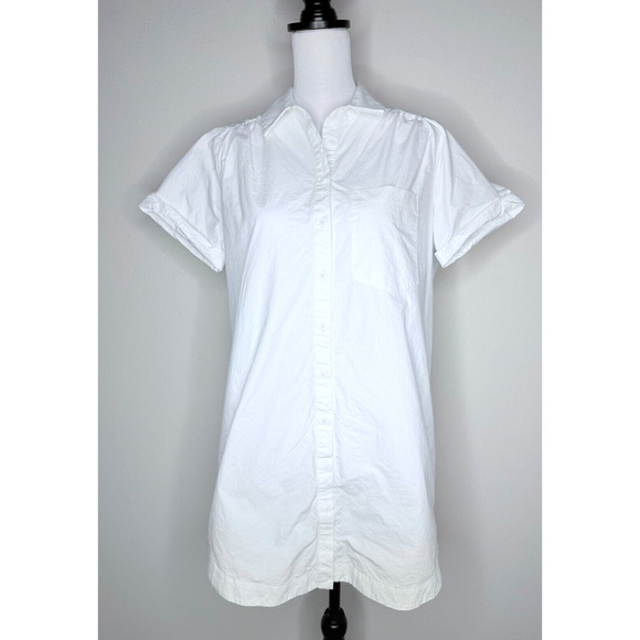 Maeve By Anthropologie Short Sleeve Button Shirt Oversize Small Collared Cotton - Picture 2 of 9